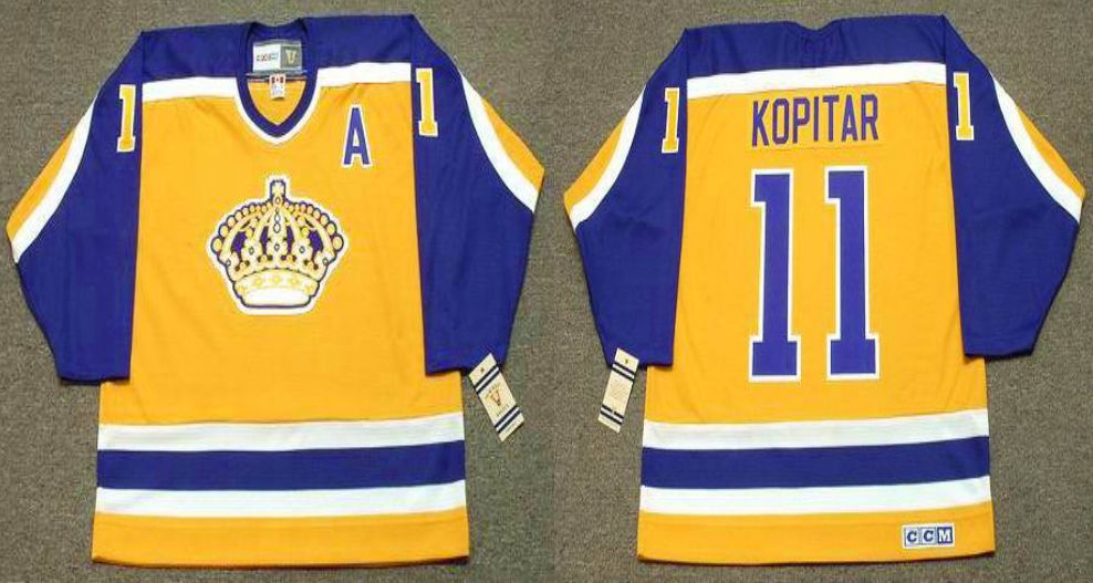 2019 Men Los Angeles Kings 11 Kopitar Yellow CCM NHL jerseys